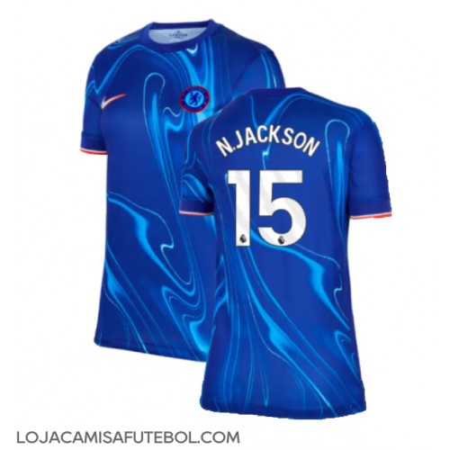 Camisa de Futebol Chelsea Nicolas Jackson #15 Equipamento Principal Mulheres 2024-25 Manga Curta